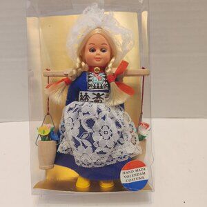 Handmade Volendam Doll In Traditional Dutch Costume With Lace Apron & Accessorie